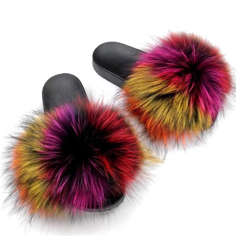 WW | Echte Fell Rutschen Sandalen Hausschuhe Flip Flops