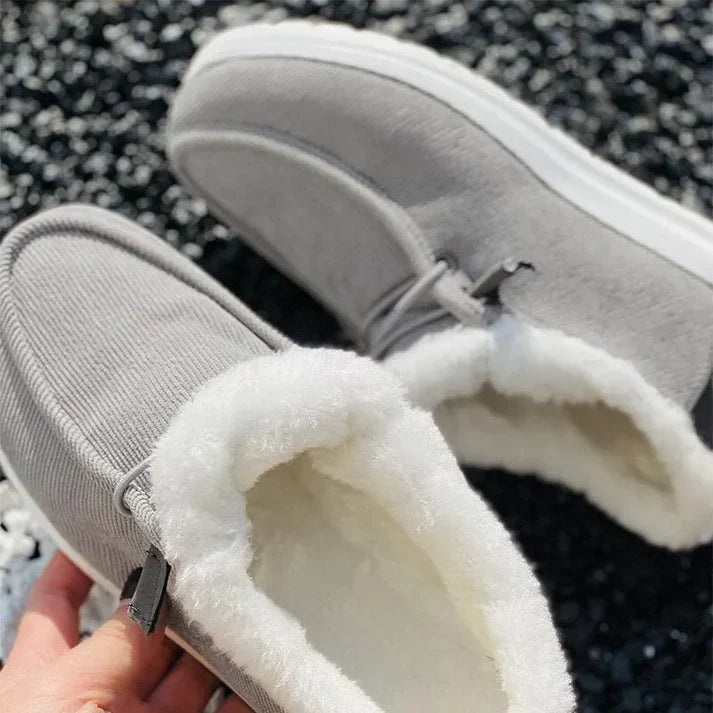 W&W Mode | Luxuriöse Pelz Gefütterte Flache Schuhe mit Rutschfester Sohle