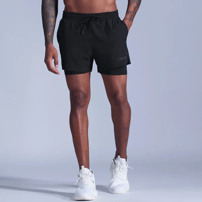 WW | Laufshorts Für Herren 2 in 1 Schnelltrocknend Für Joggen, Fitnessstudio Und Training Davorio