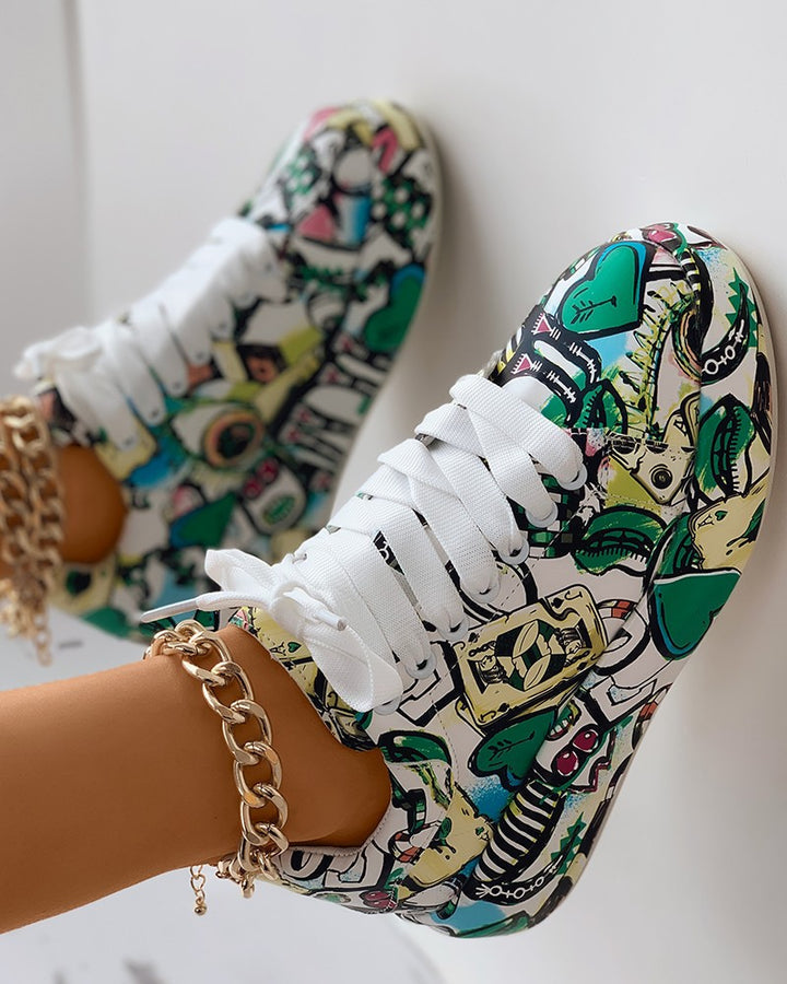 WW | Lässige Sneakers im Graffiti-Stil für Frauen