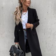 Mode Langer Kragen Wollmantel
