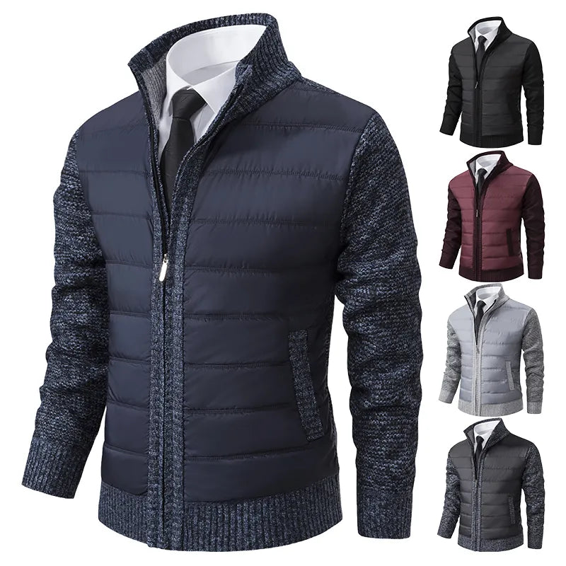 WW | Herrenstrickjacke mit Stehkragen für Wärme Eleganz