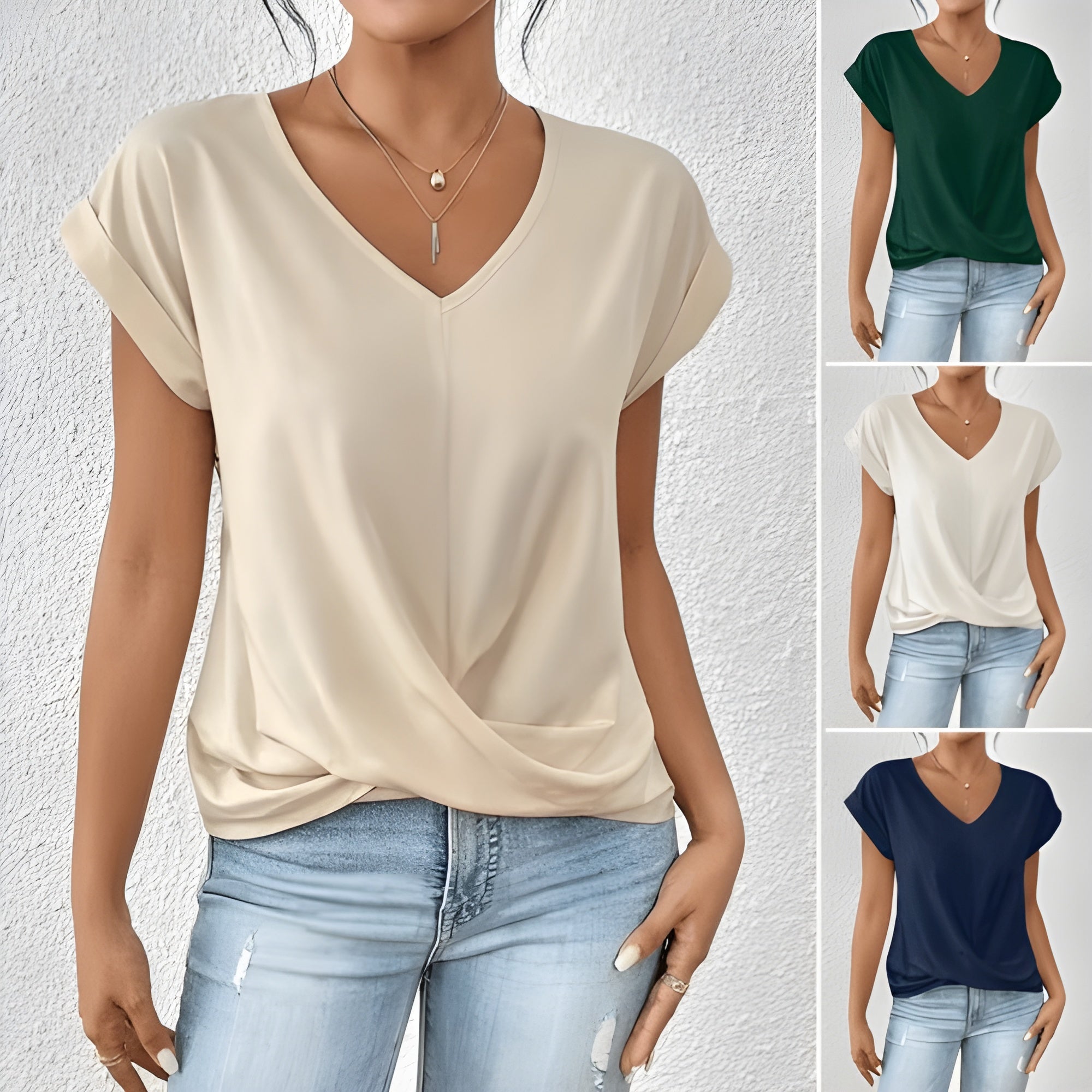 WW | Lässiges T-Shirt Mit V-Ausschnitt
