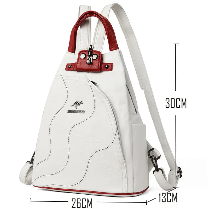 WW | Anti Diebstahl Rucksack Aus Leder Mit Reißverschluss Für Damen