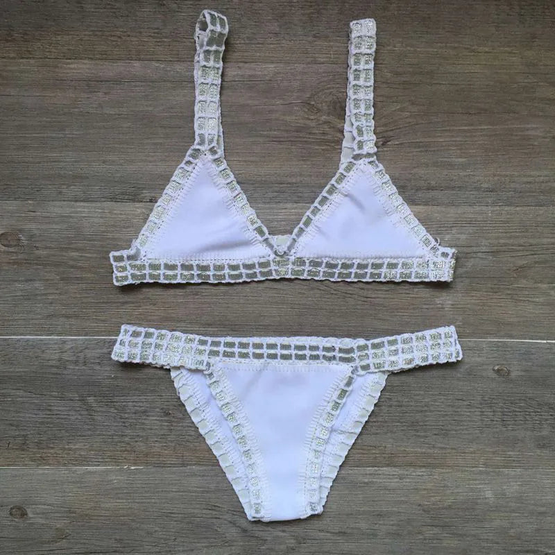 WW | Sexy Bikinis Sommer Frauen Badeanzug Handgehäkeltes Bikini-Set Badebekleidung Strand Badeanzug Biquini Frau Monokini