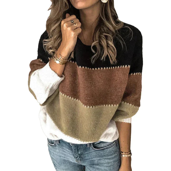 W&W Mode Gestreifter Langarm-Pullover