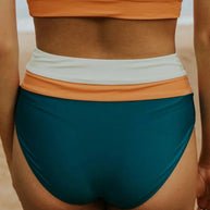 WW | High Waist Colorblock Marine Cut Back Crop Bikini Set