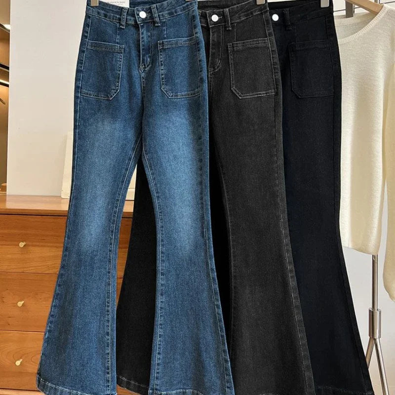 WW | Hochtaillierte Damen Jeans mit Weitem Bein