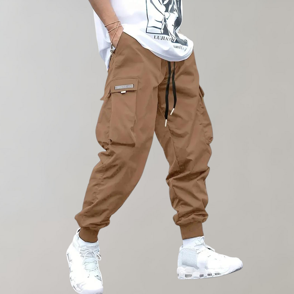 WW | Lose Sitzende Cargohose mit Verstellbarem Kordelzug und Mehreren Taschen
