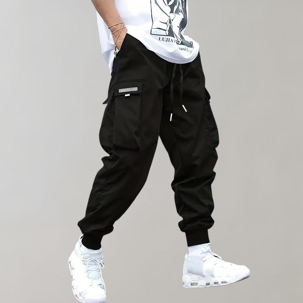 WW | Lose Sitzende Cargohose mit Verstellbarem Kordelzug und Mehreren Taschen