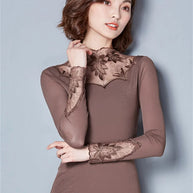 W&W - Spitzenbluse mit Turtleneck