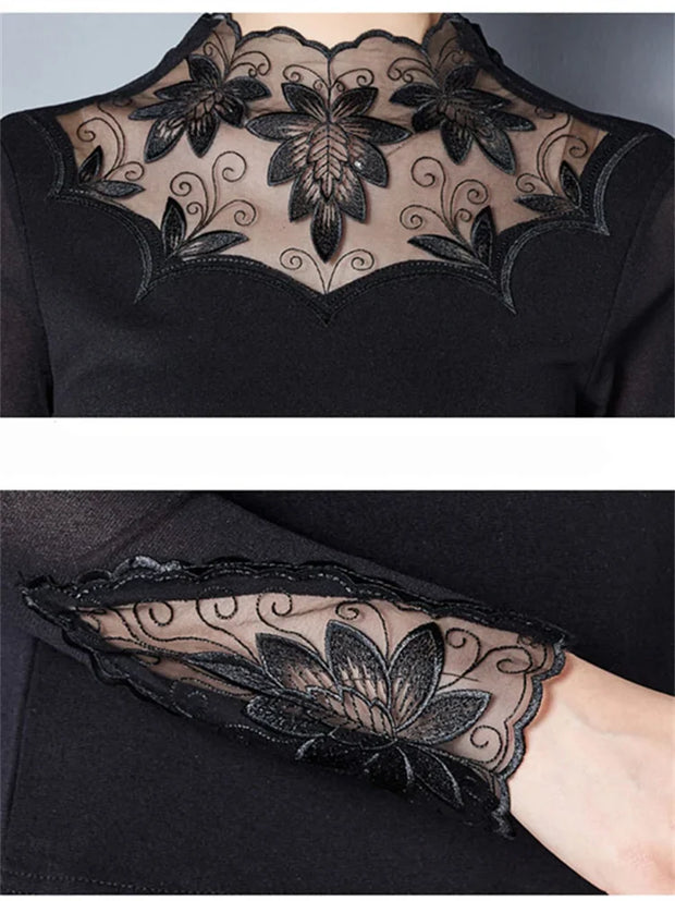 W&W - Spitzenbluse mit Turtleneck