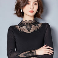 W&W - Spitzenbluse mit Turtleneck