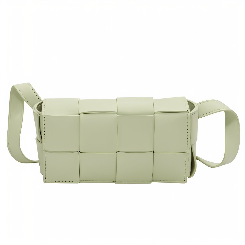 W&W Mode - Geblockte Umhängetasche Vegan Leder Damen | Geflochtene Tasche Frauen