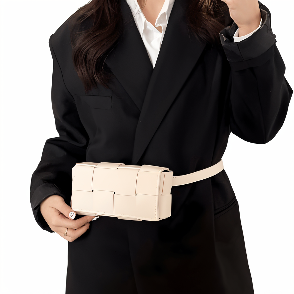 W&W Mode - Geblockte Umhängetasche Vegan Leder Damen | Geflochtene Tasche Frauen