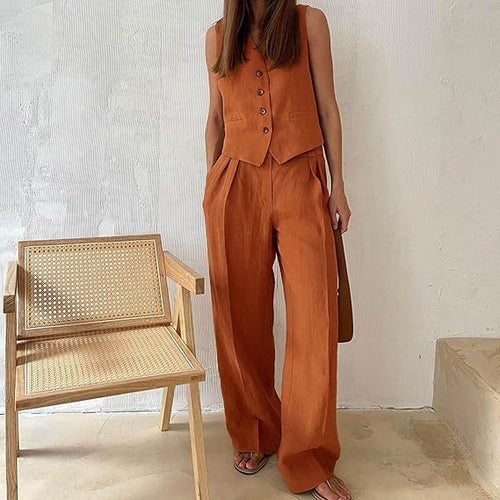 W&W Mode | und Westen Set Ärmellos Weite W&W Mode | Zweiteiler Damen Koordinationsset