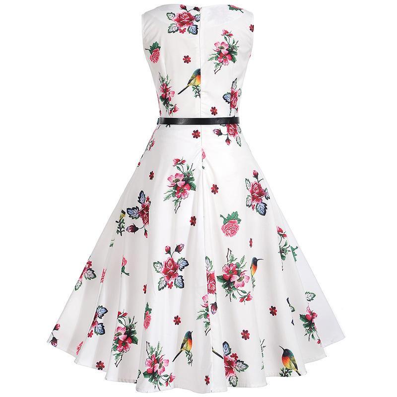 WW | Kolibri Blumenmuster A Linie Kleid