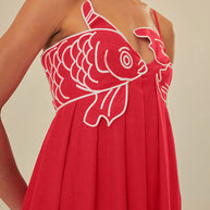 WW | Fisch Spaghetti-Träger Midi-Kleid