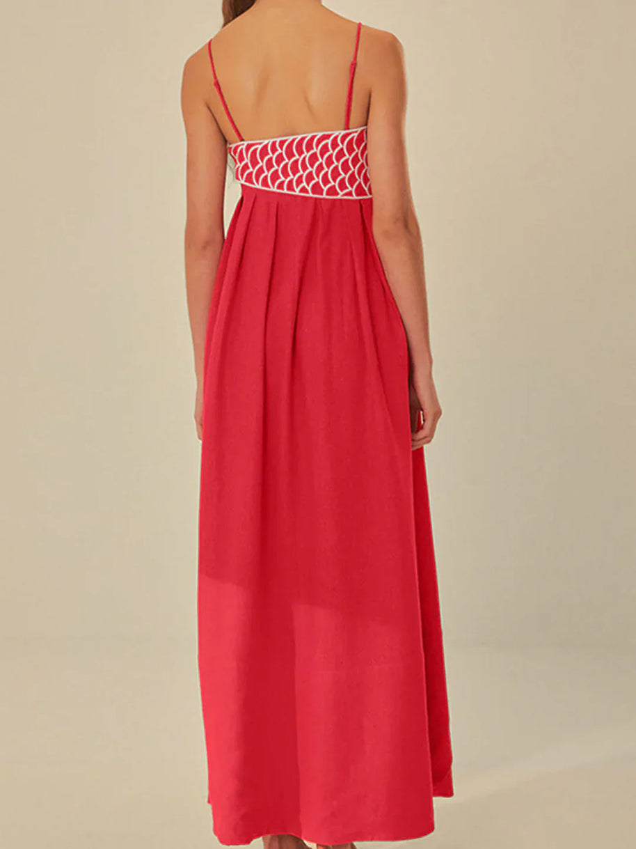 WW | Fisch Spaghetti-Träger Midi-Kleid