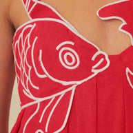 WW | Fisch Spaghetti-Träger Midi-Kleid