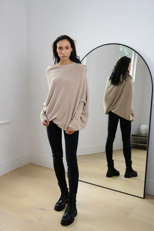 W&W Mode | Asymmetrischer Damenpullover mit eleganter Drapierung