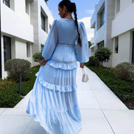 WW | Gestufter Langarm-Maxikleid