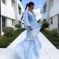 WW | Gestufter Langarm-Maxikleid
