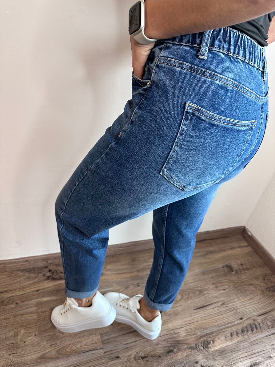 WW Jeans mit elastischem Bund dunkelblau