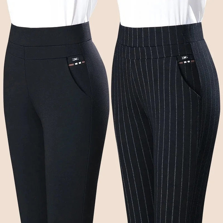 W&W Mode Casual Hose | Elegante Damen-Hose mit hohem Bund und Streifen