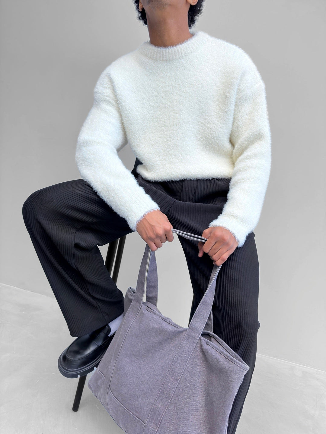 W&W Mode | Wardrobe Luxus Flauschiger Strickpullover in Ecru