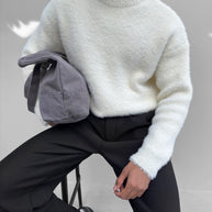 WW | Wardrobe Luxus Flauschiger Strickpullover in Ecru