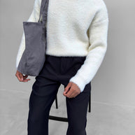 WW | Wardrobe Luxus Flauschiger Strickpullover in Ecru