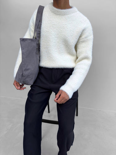 WW | Wardrobe Luxus Flauschiger Strickpullover in Ecru