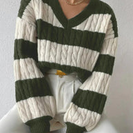 Roselyn™ - Gestreifter eleganter Pullover mit V-Ausschnitt