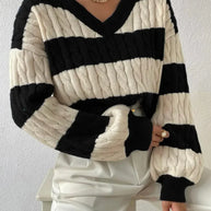 Roselyn™ - Gestreifter eleganter Pullover mit V-Ausschnitt