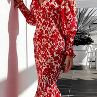 Rosanne™ - Floraler Bischofsärmel Midikleid