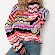 WW | Bunte Strickjacke mit Muster Acryl Trendy und Bequem