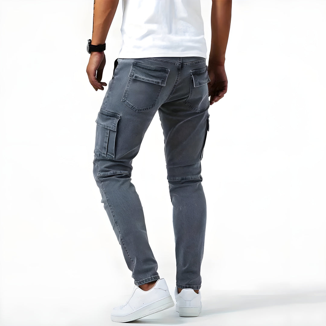 W&W Mode | Denim Cargo-Hose mit elastischem Bund für Männer