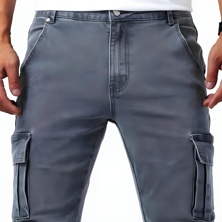 W&W Mode | Denim Cargo-Hose mit elastischem Bund für Männer