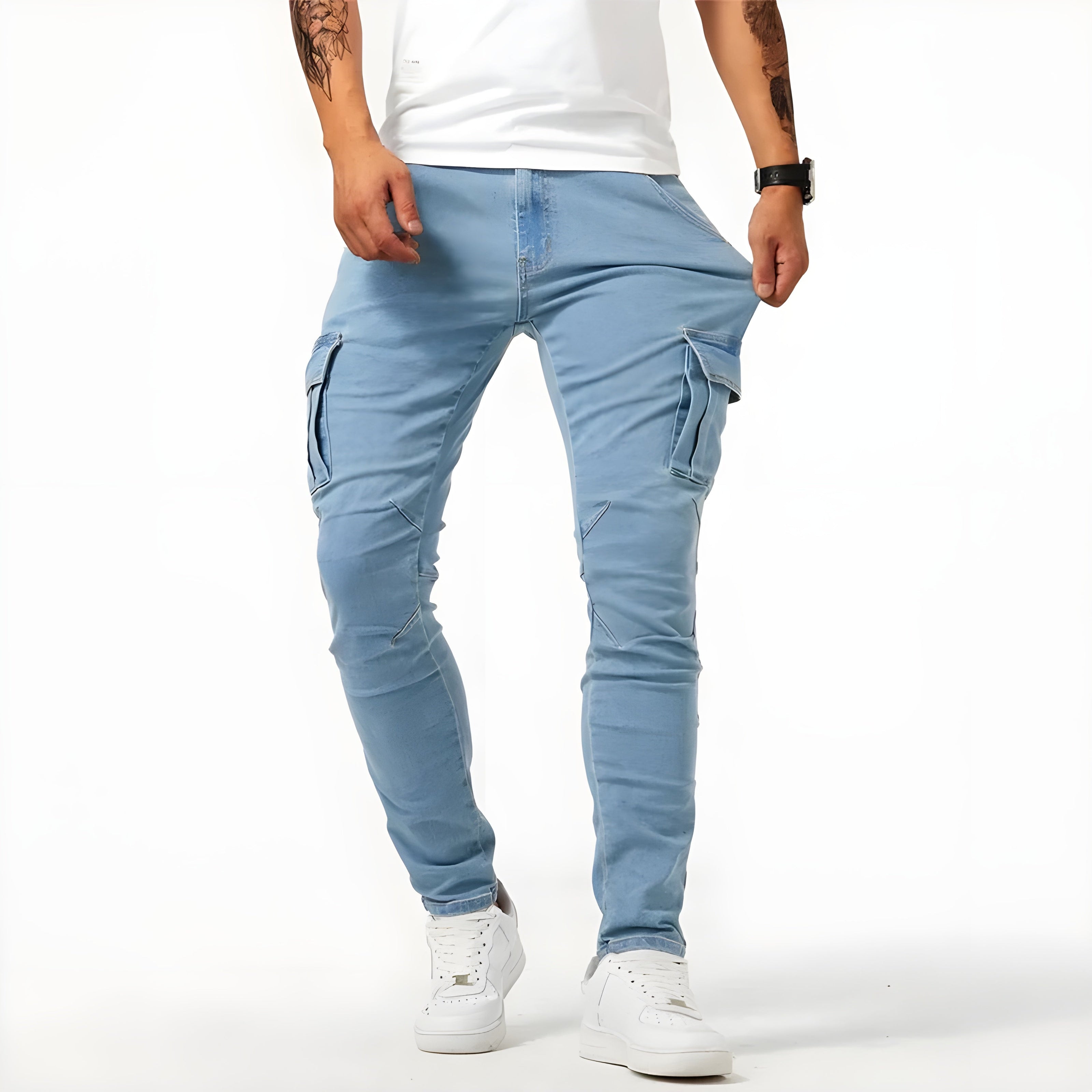 WW | Denim Cargo-Hose mit elastischem Bund für Männer