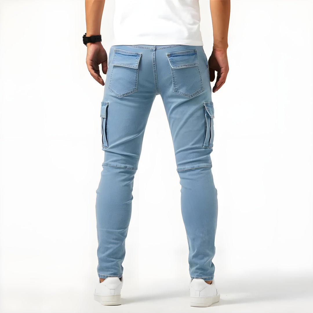 W&W Mode | Denim Cargo-Hose mit elastischem Bund für Männer