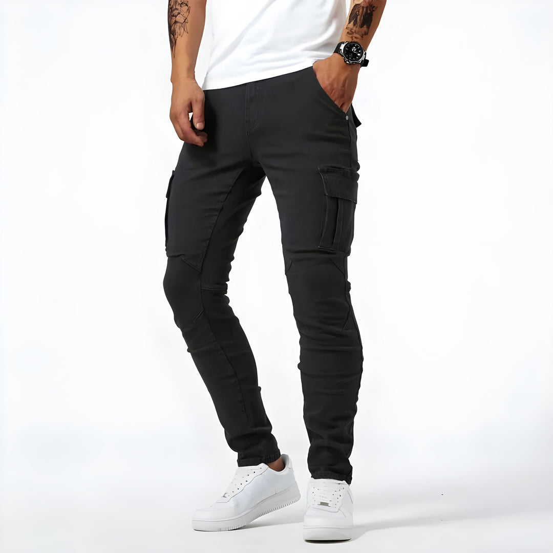 W&W Mode | Denim Cargo-Hose mit elastischem Bund für Männer