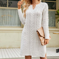 WW Kleid | Lässiges Strickkleid mit Zopfmuster