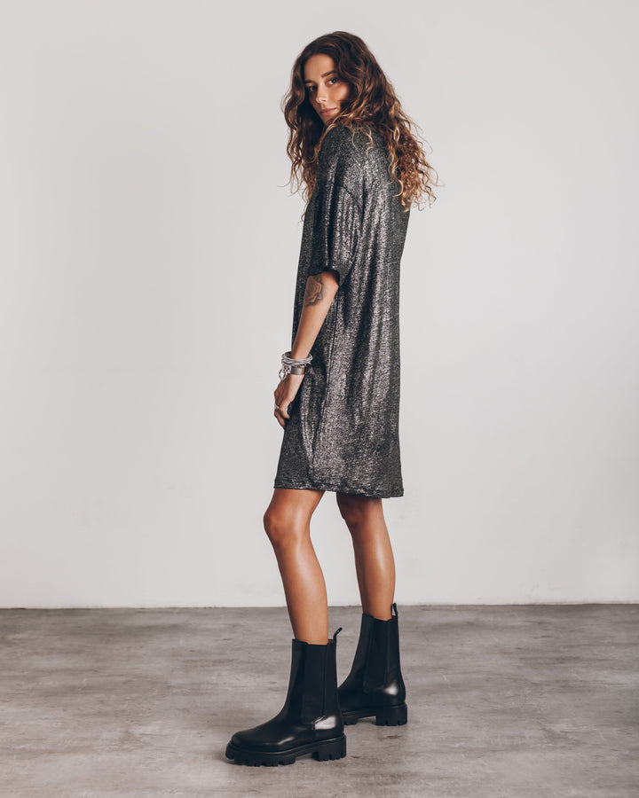 W&W Mode | Das dunkel glitzernde Leinenkleid