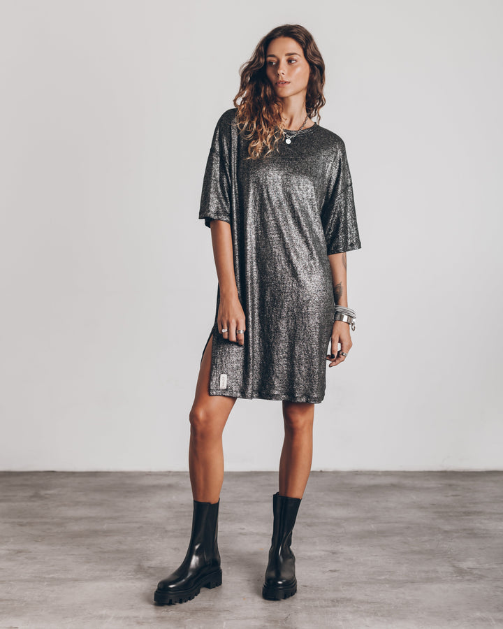 W&W Mode | Das dunkel glitzernde Leinenkleid
