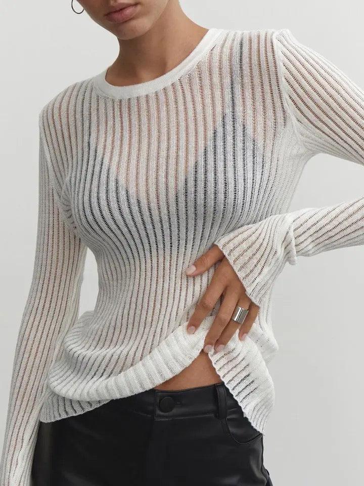 W&W - Elegantes gestreiftes durchsichtiges Top