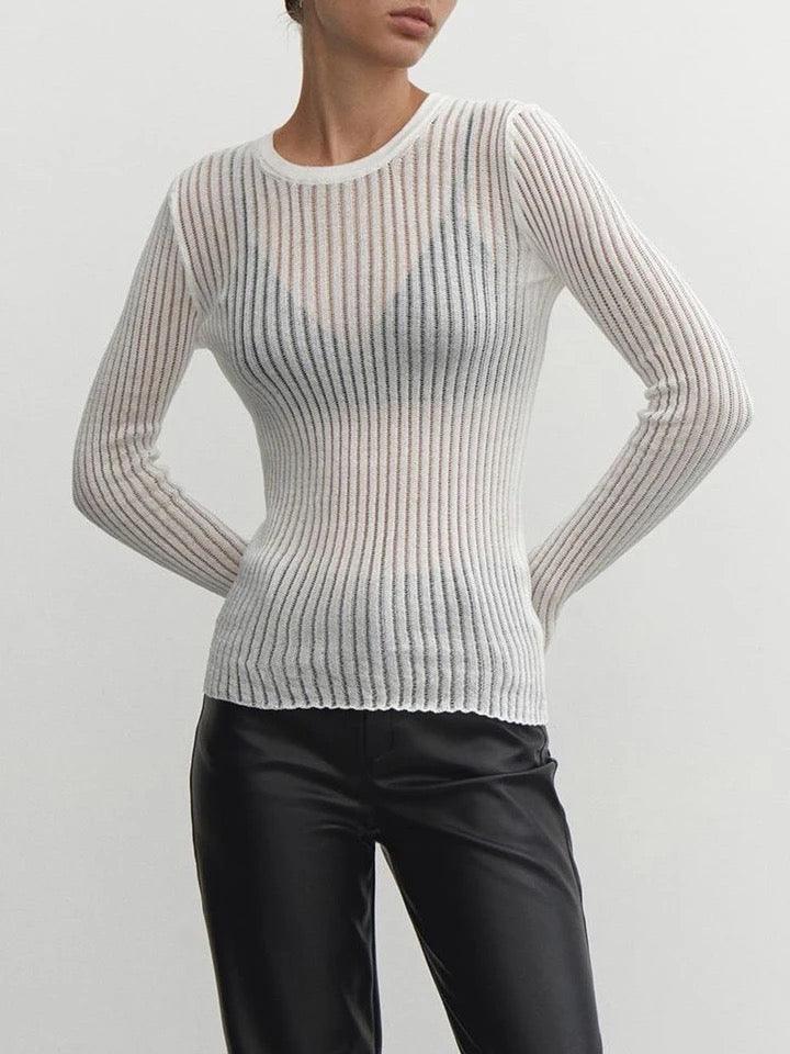 W&W - Elegantes gestreiftes durchsichtiges Top