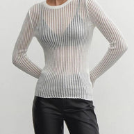 W&W - Elegantes gestreiftes durchsichtiges Top