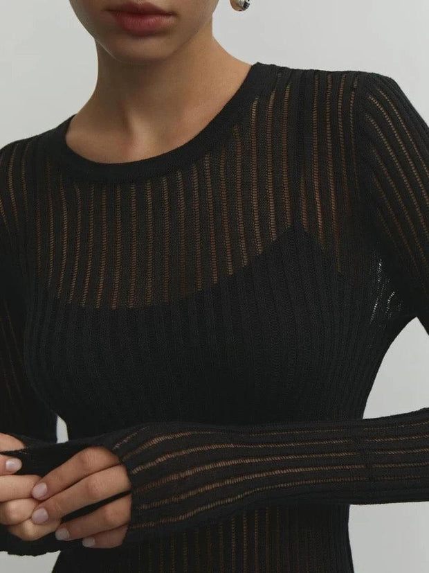 W&W - Elegantes gestreiftes durchsichtiges Top