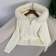 WW | Eleganter Strickjacke Mit Fellkragen